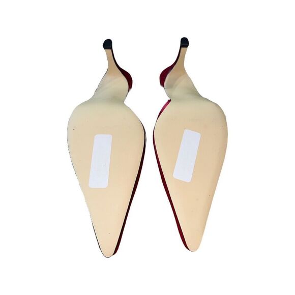 Capparos Red Silk Zonk Pointed stone Heel with Beaded Ankle Strap Wmn Sz 10 READ - Picture 10 of 13